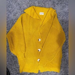 FIRST LOVE ❤️ deep knit cardigan mustard yellow SMALL, Will fit M & L sizes